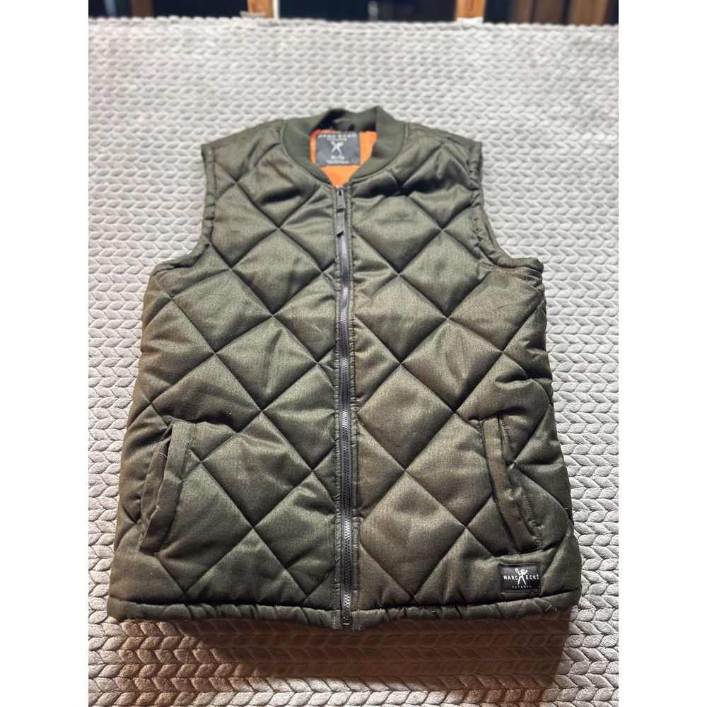 Marc Ecko Cut & Sew Vest Mens XL Quilted Puffer Olive Y2K Streetwear
